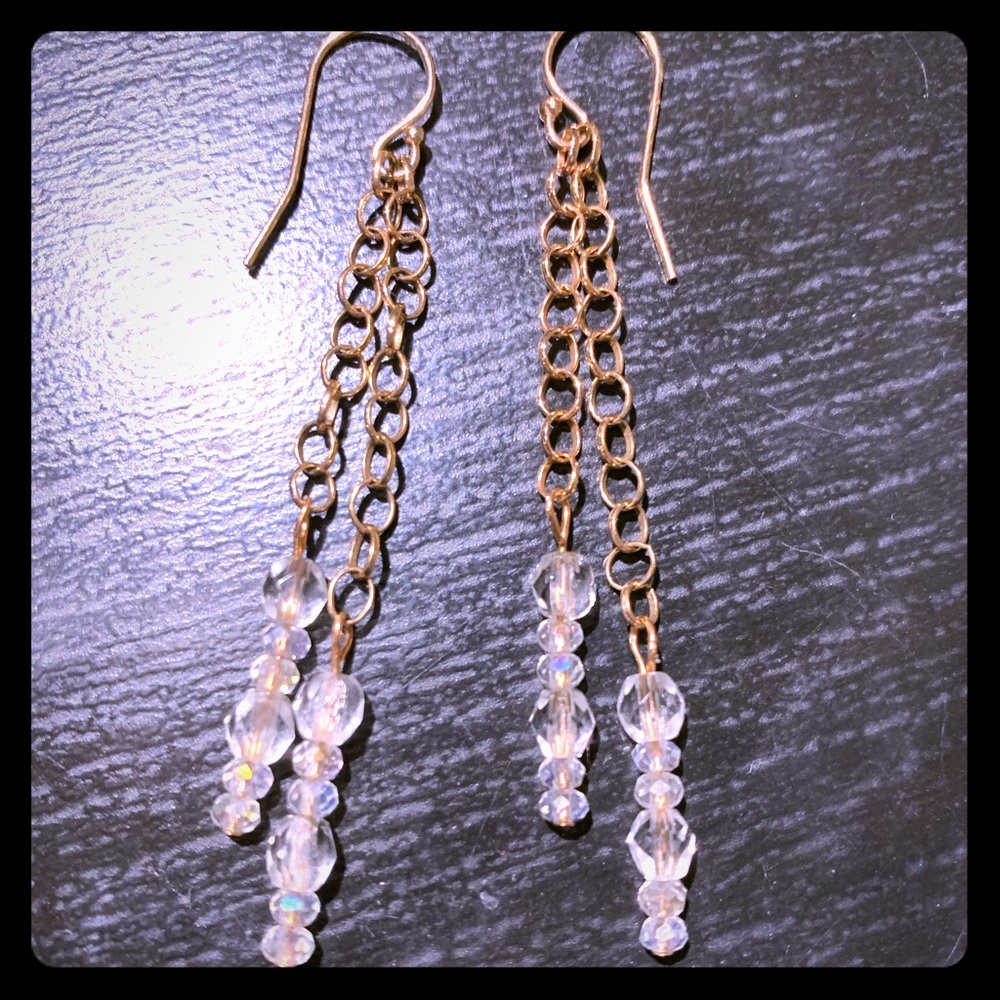 Gorgeous handmade rose gold and crystal earrings